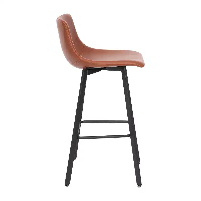 Lot de 2 tabourets Merrick Lane modernes rembourrés avec sièges baquets incurvés à dossier bas et cadres en fer