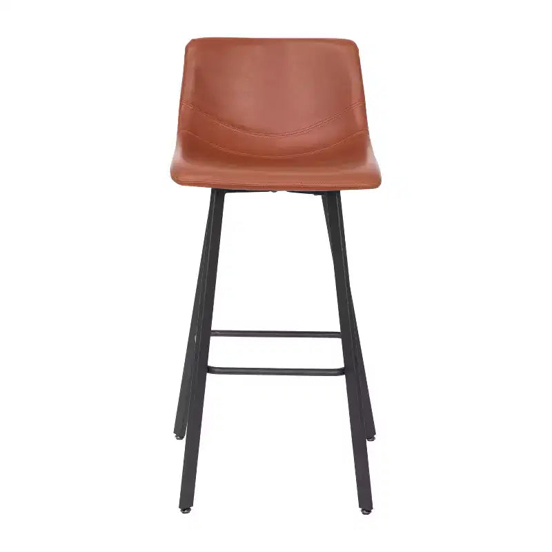 Lot de 2 tabourets Merrick Lane modernes rembourrés avec sièges baquets incurvés à dossier bas et cadres en fer