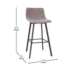Lot de 2 tabourets Merrick Lane modernes rembourrés avec sièges baquets incurvés à dossier bas et cadres en fer
