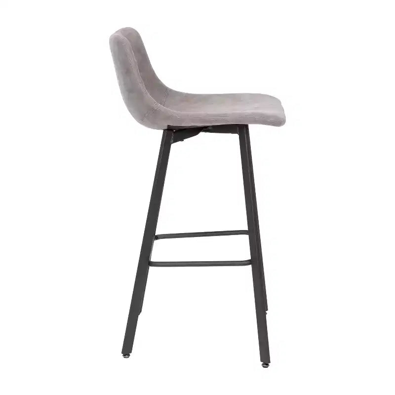 Lot de 2 tabourets Merrick Lane modernes rembourrés avec sièges baquets incurvés à dossier bas et cadres en fer