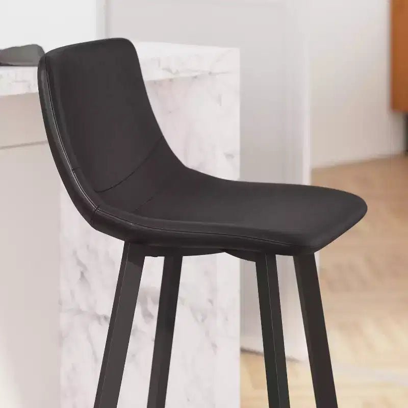 Lot de 2 tabourets Merrick Lane modernes rembourrés avec sièges baquets incurvés à dossier bas et cadres en fer