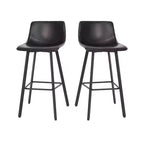 Lot de 2 tabourets Merrick Lane modernes rembourrés avec sièges baquets incurvés à dossier bas et cadres en fer