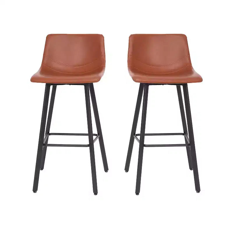 Lot de 2 tabourets Merrick Lane modernes rembourrés avec sièges baquets incurvés à dossier bas et cadres en fer
