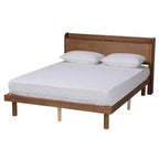 Decker Wood Platform Bed with Charging Station Walnut Brown - Baxton Studio