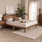 Lit plateforme en bois Decker avec station de charge Noyer marron - Baxton Studio
