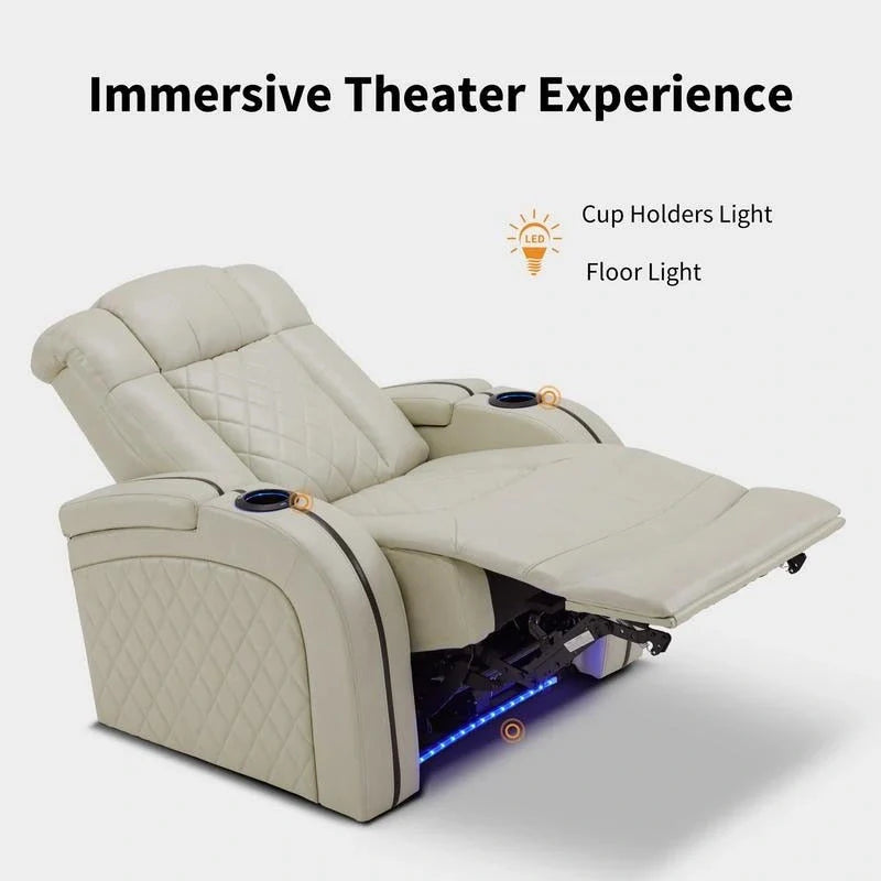 Fauteuil inclinable électrique MCombo avec appuie-tête réglable, siège de cinéma maison à deux moteurs avec port USB, cuir respirant HTS411