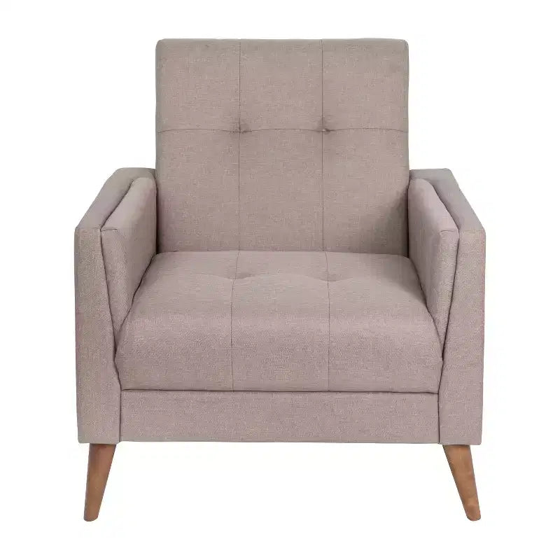 Flash Furniture Conrad, fauteuil mi-siècle moderne de qualité commerciale, avec revêtement touffeté en faux lin et pieds en bois massif
