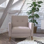 Flash Furniture Conrad, fauteuil mi-siècle moderne de qualité commerciale, avec revêtement touffeté en faux lin et pieds en bois massif
