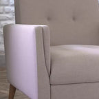 Flash Furniture Conrad, fauteuil mi-siècle moderne de qualité commerciale, avec revêtement touffeté en faux lin et pieds en bois massif