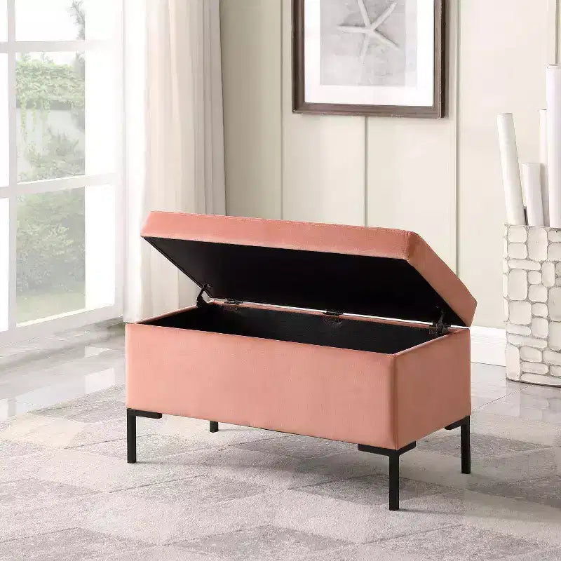 Banc de rangement moyen avec pieds en métal - HomePop