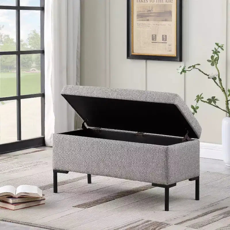 Banc de rangement moyen avec pieds en métal - HomePop