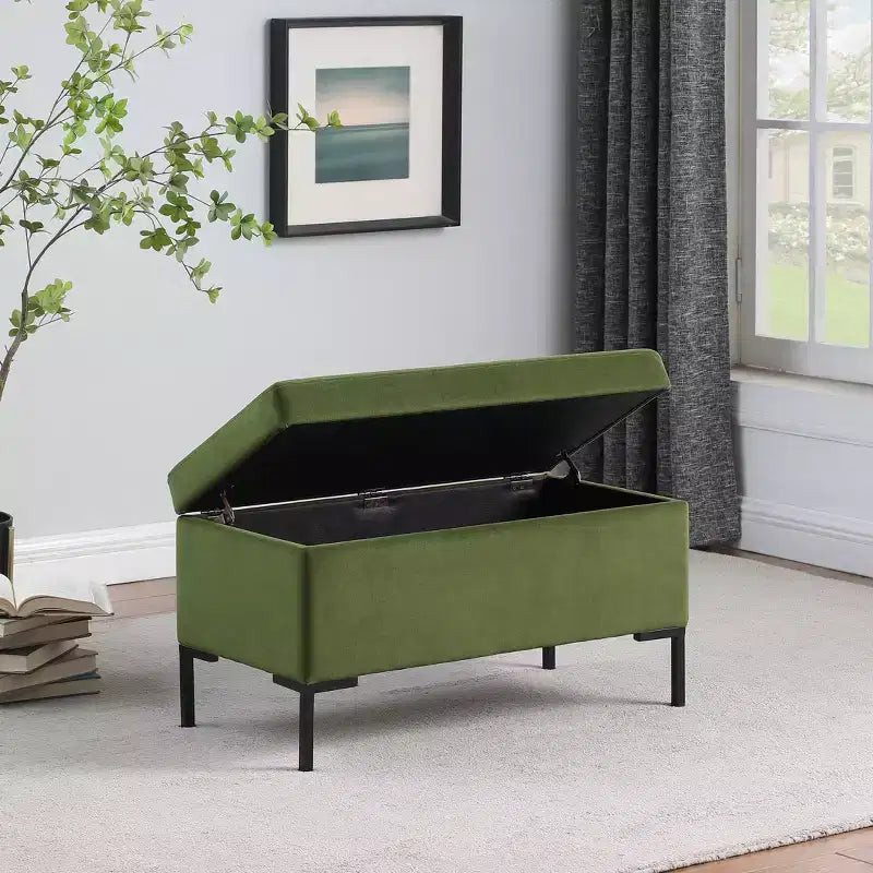 Banc de rangement moyen avec pieds en métal - HomePop