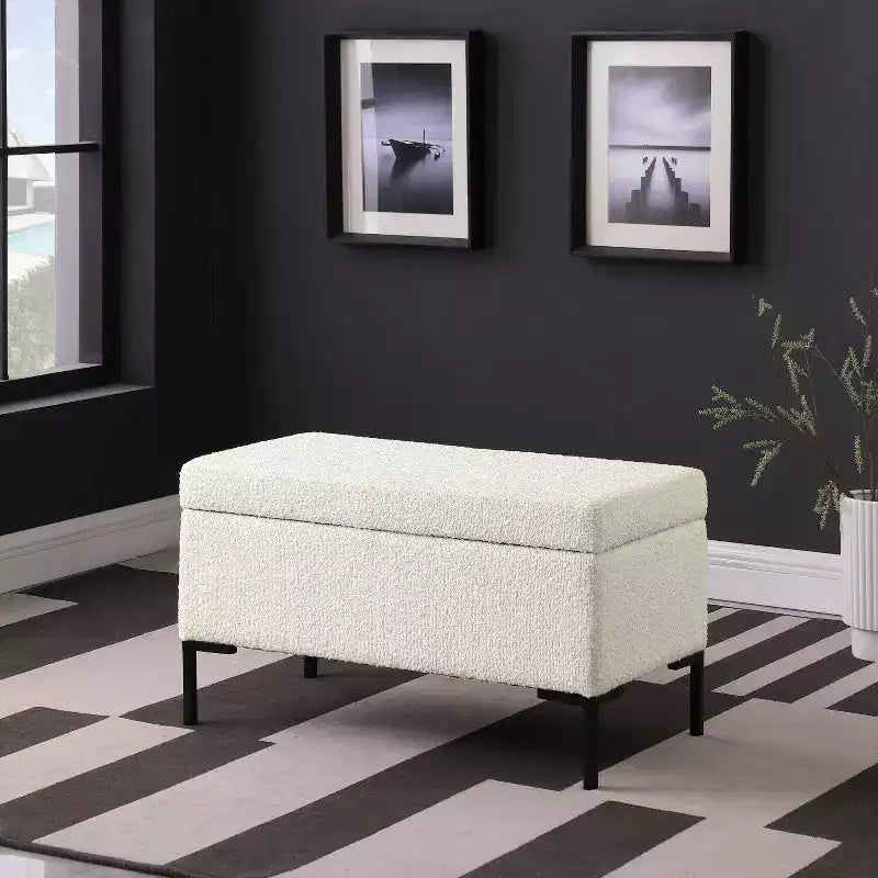 Banc de rangement moyen avec pieds en métal - HomePop