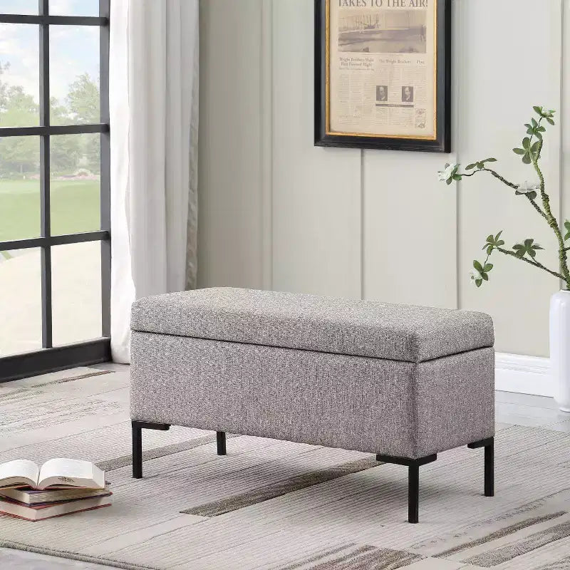 Banc de rangement moyen avec pieds en métal - HomePop