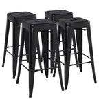 Yaheetech Set of 4 Metal Backless Counter Height Bar Stools Stackable Chairs