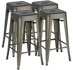 Yaheetech Lot de 4 Tabourets de Bar en Métal sans Dossier Hauteur Comptoir Chaises Empilables