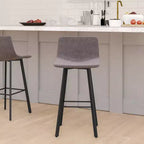 Lot de deux tabourets de bar modernes Emma et Oliver de 76 cm, revêtus de tissu, avec cadres en métal mat et patins de sol en plastique