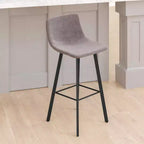 Lot de deux tabourets de bar modernes Emma et Oliver de 76 cm, revêtus de tissu, avec cadres en métal mat et patins de sol en plastique