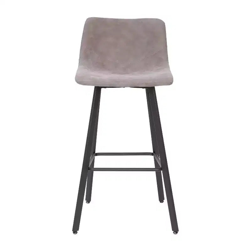 Lot de deux tabourets de bar modernes Emma et Oliver de 76 cm, revêtus de tissu, avec cadres en métal mat et patins de sol en plastique