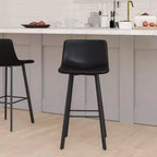Lot de deux tabourets de bar modernes Emma et Oliver de 76 cm, revêtus de tissu, avec cadres en métal mat et patins de sol en plastique