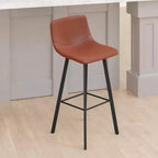 Lot de deux tabourets de bar modernes Emma et Oliver de 76 cm, revêtus de tissu, avec cadres en métal mat et patins de sol en plastique