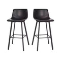 Lot de deux tabourets de bar modernes Emma et Oliver de 76 cm, revêtus de tissu, avec cadres en métal mat et patins de sol en plastique