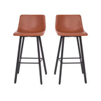 Lot de deux tabourets de bar modernes Emma et Oliver de 76 cm, revêtus de tissu, avec cadres en métal mat et patins de sol en plastique