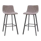 Lot de deux tabourets de bar modernes Emma et Oliver de 76 cm, revêtus de tissu, avec cadres en métal mat et patins de sol en plastique
