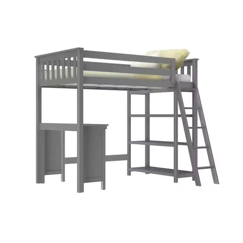 Lit mezzanine Max & Lily, lit mezzanine simple en bois massif avec bibliothèque et bureau pour enfants