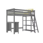 Lit mezzanine Max & Lily, lit mezzanine simple en bois massif avec bibliothèque et bureau pour enfants