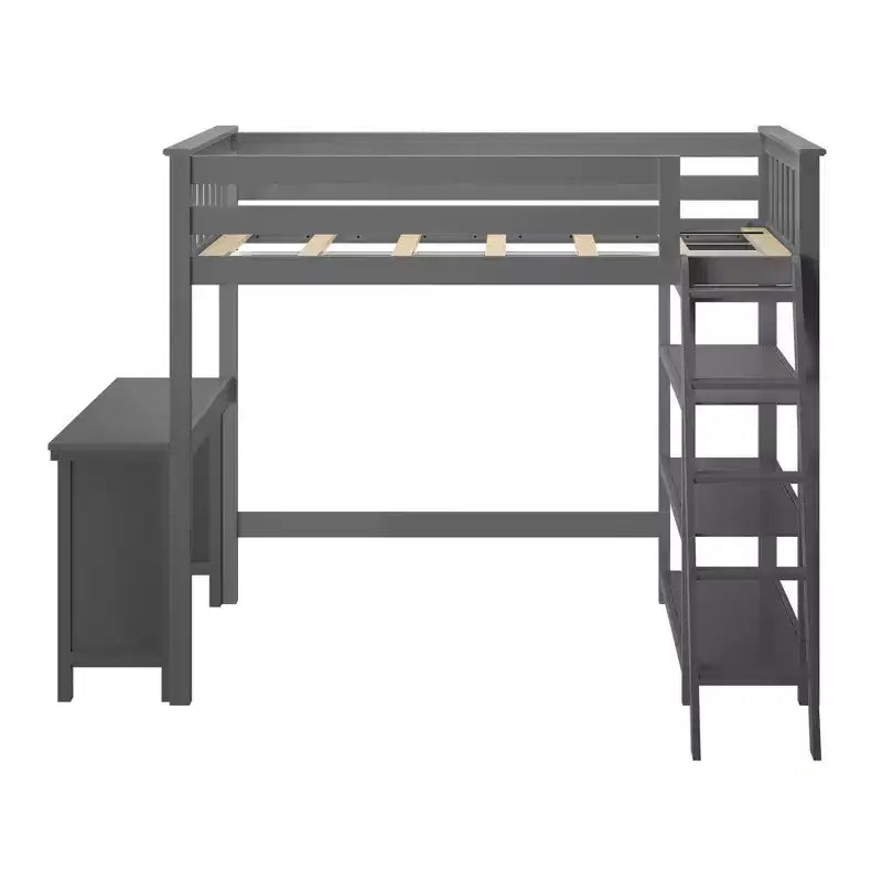 Lit mezzanine Max & Lily, lit mezzanine simple en bois massif avec bibliothèque et bureau pour enfants