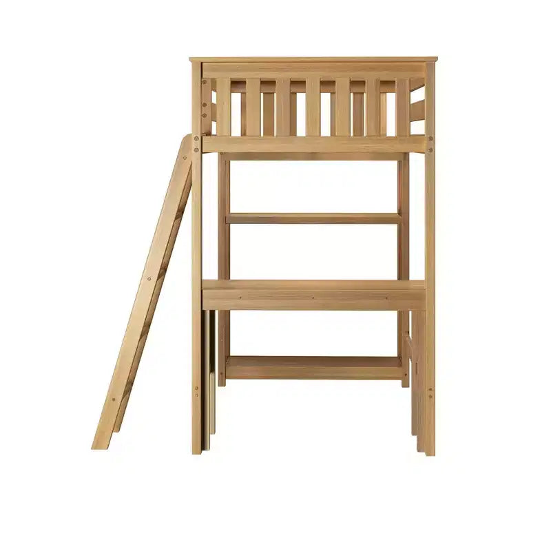 Lit mezzanine Max & Lily, lit mezzanine simple en bois massif avec bibliothèque et bureau pour enfants