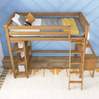 Lit mezzanine Max & Lily, lit mezzanine simple en bois massif avec bibliothèque et bureau pour enfants
