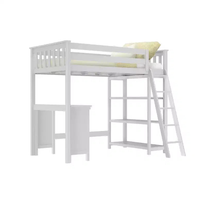 Lit mezzanine Max & Lily, lit mezzanine simple en bois massif avec bibliothèque et bureau pour enfants