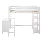 Lit mezzanine Max & Lily, lit mezzanine simple en bois massif avec bibliothèque et bureau pour enfants