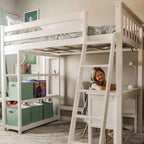Lit mezzanine Max & Lily, lit mezzanine simple en bois massif avec bibliothèque et bureau pour enfants