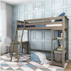 Lit mezzanine Max & Lily, lit mezzanine simple en bois massif avec bibliothèque et bureau pour enfants