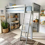 Lit mezzanine Max & Lily, lit mezzanine simple en bois massif avec bibliothèque et bureau pour enfants
