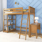 Lit mezzanine Max & Lily, lit mezzanine simple en bois massif avec bibliothèque et bureau pour enfants