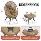 FINCATI Fauteuil Œuf d'intérieur, Fauteuil Œuf d'extérieur 200 kg, Fauteuil Œuf surdimensionné avec pouf, Fauteuil Œuf de luxe confortable avec repose-pieds