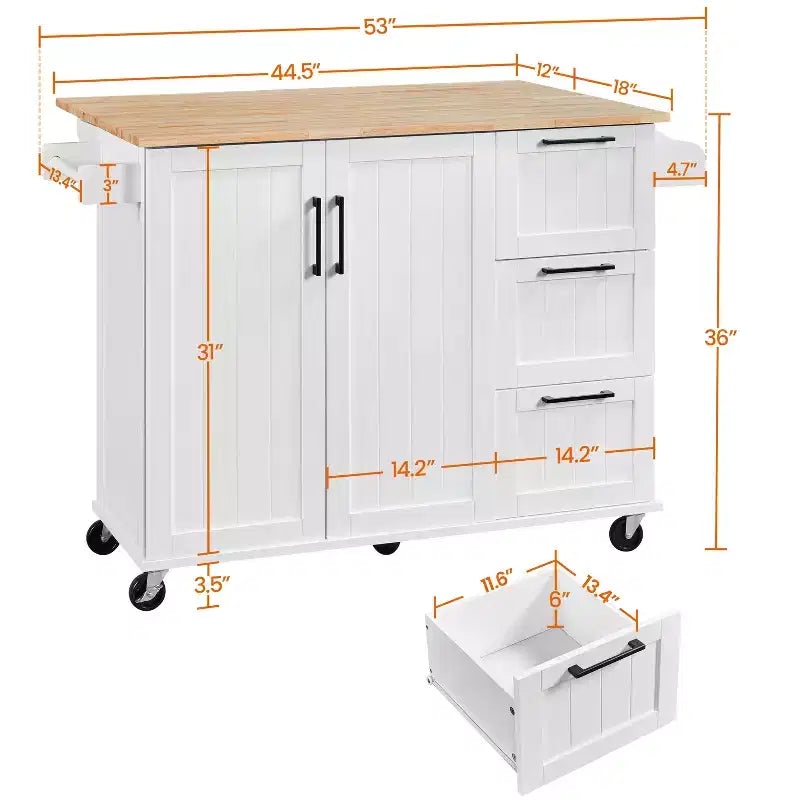 Yaheetech Desserte de cuisine roulante Îlot de cuisine avec armoire de rangement