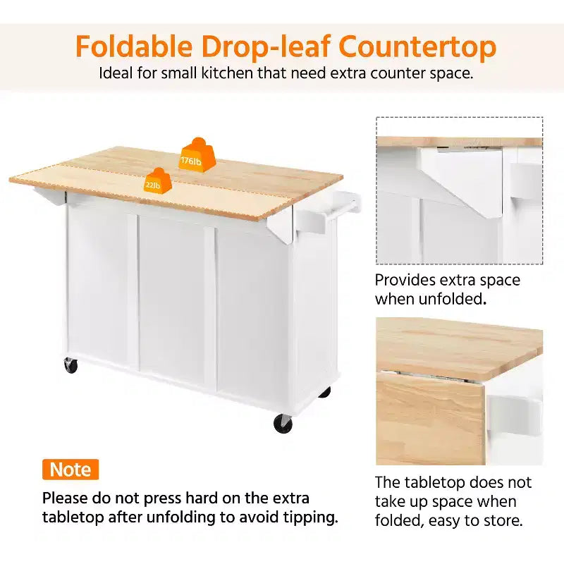 Yaheetech Desserte de cuisine roulante Îlot de cuisine avec armoire de rangement