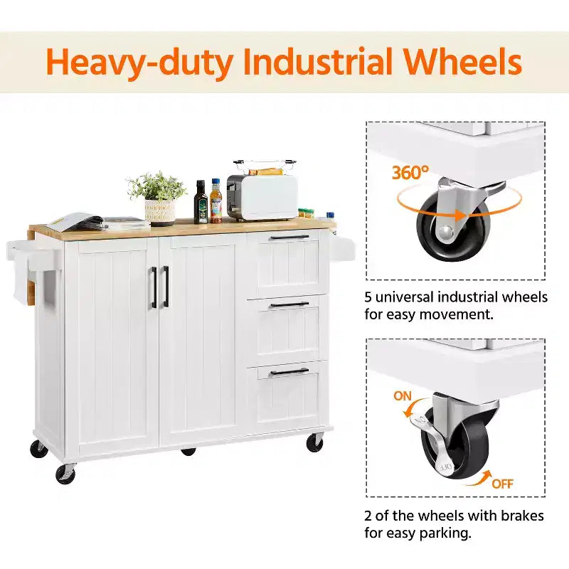 Yaheetech Desserte de cuisine roulante Îlot de cuisine avec armoire de rangement