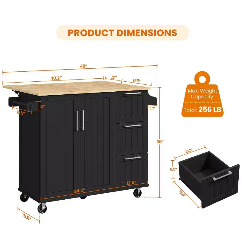 Yaheetech Desserte de cuisine roulante Îlot de cuisine avec armoire de rangement