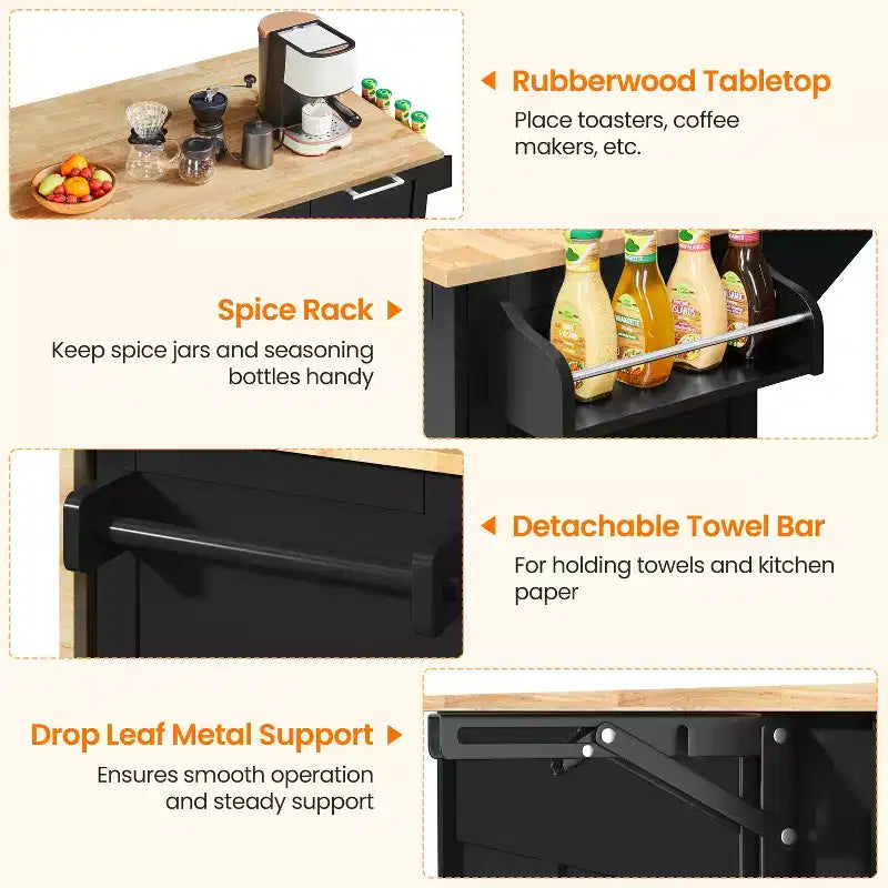 Yaheetech Desserte de cuisine roulante Îlot de cuisine avec armoire de rangement