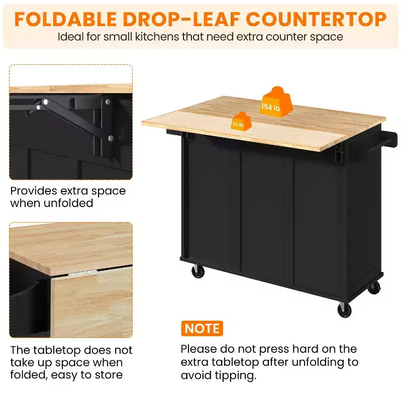 Yaheetech Desserte de cuisine roulante Îlot de cuisine avec armoire de rangement