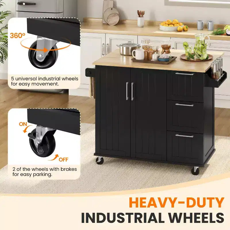 Yaheetech Desserte de cuisine roulante Îlot de cuisine avec armoire de rangement