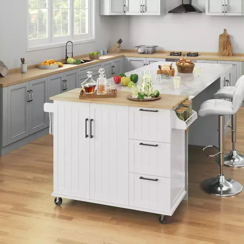 Yaheetech Desserte de cuisine roulante Îlot de cuisine avec armoire de rangement