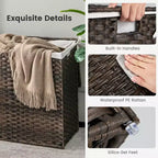 Costway Panier à linge à 3 sections de 110 L avec couvercle et poignée en rotin PE avec sac de doublure