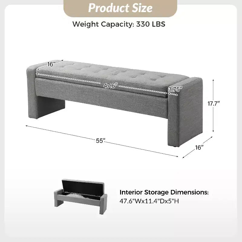 Banc de rangement capitonné moderne Rebeca | ART OF LIVING DESIGN